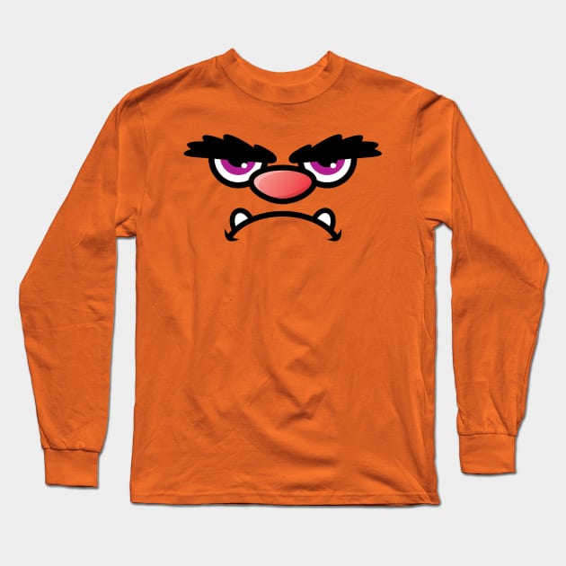 Grumpy Little Monster Face Long Sleeve T-Shirt by avertodesign